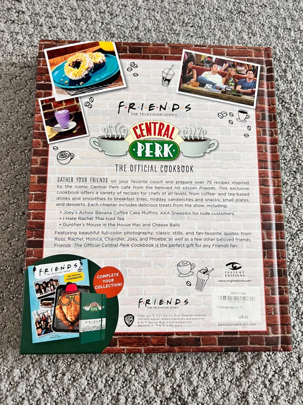 FRIENDS Central Perk Cookbook Back Cover – White, Green, Red, Yellow